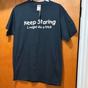 Fruit of the Loom Black Tee with Playful Text